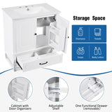 30" Bathroom Vanity with Sink Vintage Style, Multi-functional Storage Space, Door Shelf, N759P218644K