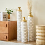 Floor metal vase modern style decoration droplet shaped white metal vase 3-piece set gorgeous W2796P290480