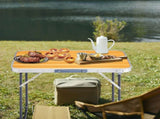 2.3ft Aluminum Camping Folding Table wood grain color 09531023