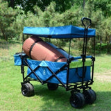 Collapsible Wagon Heavy Duty Folding Wagon Cart with Removable Canopy, 4" Wide Large All Terrain 42099174