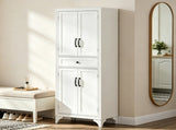 67" White 4-Door Kitchen Pantry with Drawer and Adjustable Shelves, Large-Capacity Storage Cabinet 68714553