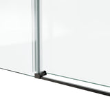 60*72"Fixed & Sliding Shower Door, Round Tube Hardware, Clear Glass Shower Door, 3/8 SGCC T3177P320599