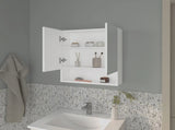 White Medicine Cabinet with Mirrored Doors and Open Storage B062P290240