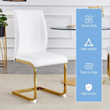 Luxury Simple Arch Chair - Set of 2 WHITE PU Material High Resilience Dining Chair with Arched Metal W1151P154875