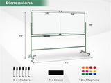 360&deg Rotating Double-Sided Magnetic Whiteboard, 182.8891.44cm Writing Surface Mobile Dry Erase 81104180