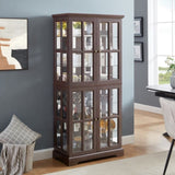 Curio Display Cabinet,Antique Display Cabinet with Glass Doors Adjustable Shelves for Collectibles W2275P231688