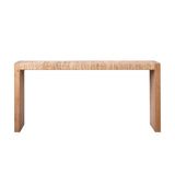69" Natural Seagrass Console Table Handwoven Top with Engineered Wood Frame W2729P270759