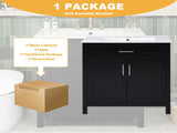 30-Inch Bathroom Vanity with Ceramic Sink and Ample Storage - The Perfect Choice for Small Bathrooms WF530809AAB