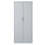 71"H Metal Garage Storage Cabinet, White Tool Steel Locking Cabinet with Doors and 3 Adjustable 82423156