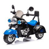 Kids Ride On Motorcycle Toy, 3-Wheel Chopper Motorbike with LED Colorful Headlights Horn, Blue 6V W2823P220543