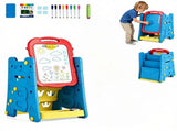 Blue 3-in-1 Kids Double Sided Art Easel, Magnetic Whiteboard & Chalkboard Standing Drawing Board 89404715