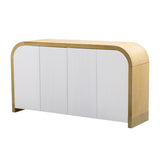 U_STYLE 4-door Curved Corner Design Wavy Door Panel Cabinet with Adjustable Shelves, Suitable for WF530090AAK