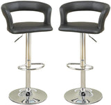 Bar Stool Counter Height Chairs Set of 2 Adjustable Height Kitchen Island Stools Black PVC / Faux HS00F1555-ID-AHD