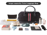 Canvas Weekender Bag, Overnight Travel Carry On Duffel with Shoe Pouch and Toiletry Bag-Black 50309528
