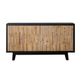 Modern Wooden 4-Door Storage Cabinet with Textured Geometric Design - Natural Wood Door W2729P198997
