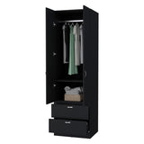 Black 2-Door 2-Drawer Wardrobe B062P205245