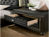 2 Drawers Wooden Nightstand with Pebbled Texture Design, Metallic Gray B016P251578