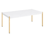 ZNTS White and Gold Rectangle Coffee Table B062P181416