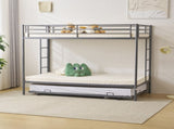 Twin Over Twin Bunk Bed with Trundle, Triple Bunk Beds for Kids Teens Adults, 14867241