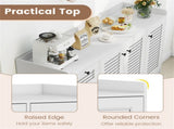 White Buffet Sideboard Cabinet, 3 Drawers & 3 Shutter Door Cabinets, Abundant Storage Space 88598121