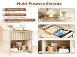 () 1 Drawer 1 Shelf Honeycomb Board MDF Bedside Table 20*15*24.5in Light Gray 25841900