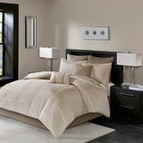 8 Piece Embroidered Comforter Set Natural King B03597012