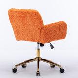 ZNTS A&A Furniture Office Chair,Artificial rabbit hair Home Office Chair with Golden Metal W1143P154104