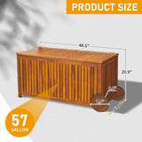 57 Gallon Outdoor Wood Storage Container with 2 Wheels, 2 in 1 Mutifunctional Garden Storage Bench 33551199