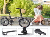 20 Inch Folding Bike for Adults with Basket, Phone Holder & Fenders, Steel Frame 6-Speed City W1019P352739
