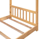 Twin Size House Platform Bed with Headboard and Footboard,Roof Design,Natural WF284064AAD