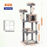 ZNTS 63'' Multi-Level Cat Tree Cat Tower for Indoor Cats with Sisal-Covered Scratching Post, Cozy Cat 70889135