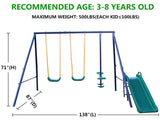 3 in 1 Swing Set With Belt Swing, Slide, Glider for Backyard W1408P551992