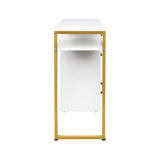 White Particleboard Iron Pipe 97*35*78cm 2 drawers and 1 door Computer desk Multiple scenes 99971577
