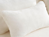 Queen Size Modern White Floor Sofa with 4 Pillows, Plush Fabric Futon Sofa Couch, High-Density Foam W3612P336073