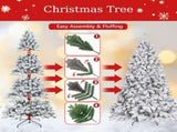 Artificial 6ft Flocked Christmas Tree with 888 PVC Branch Tips, Pine cone*36pcs, memory wireiron 26187002
