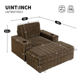 42" Oversized Chaise Lounge Indoor,Faux Rabbit Fur Sofa Bed with Storage Ottoman and N723P232726D