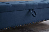 59" Bed Bench with Storage Blue Fabric W1097124943
