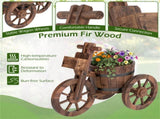 Carbonized Fir Wood 3-Wheel Planter Cart, Drainage Hole Storage Box Vintage Farmhouse Planter 86593785