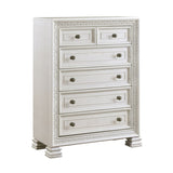 ZNTS Classic Luxury Pearl White Finish Chest of 5x Drawers Wooden Bedroom Furniture 1pc, Dart Molding B011P242370