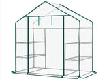 Mini Walk-in Greenhouse with PE Cover, 4-Shelf Indoor Outdoor Plant Gardening Green House for Garden 39486403