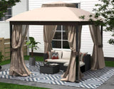 ZNTS 10X10FT Softtop Metal Gazebo with Mosquito Net&Sunshade Curtains,Sturdy Heavy Duty Double Roof W2259P167848