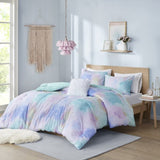 Twin/Twin XL Watercolor Tie Dye Printed Comforter Set with Throw Pillow B03595945