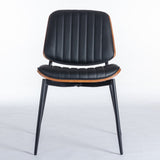 A&A Furniture, Dining Chairs Set of 2 Mid Century Modern Retro Faux Leather Chair with Walnut W1143P151496