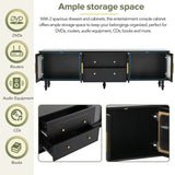 ON-TREND Retro Design TV Stand Fluted Glass Doors for TVs Up to 78'', Practical Media Console WF325997AAB