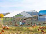 10 x 10 ft Large Metal Chicken Coop, Walk-in Poultry Cage Chicken Hen Run House with Waterproof 16911376