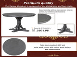 5-Piece Retro Round Dining Table Set with Curved Trestle Style Table Legs and 4 Upholstered Chairs 68208940