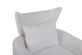 Classic Mid-Century 360-degree Swivel Accent Chair, White Teddy Fabric W1361104579