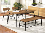 BrownBlack 4-Piece Dining Table Set with Bench & 2 Chairs, Space-Saving Tuck-under Design 57094124