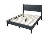 Modern Eye-Catching 1pc Queen Size Bed Charcoal Burlap Fabric Unique Diamond Design Headboard B011P238958