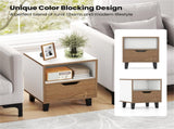 2-Pack Color Blocking Nightstands - 3-Tier Storage , Unique Wood Grain 08509714